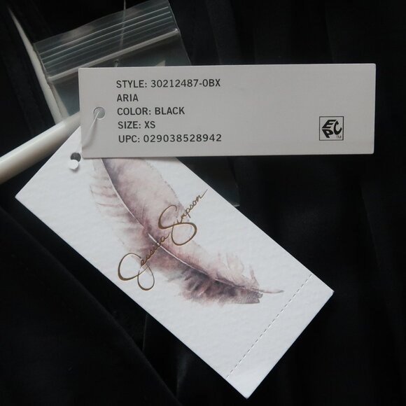 Jessica Simpson Black Satin Flutter Sleeve Jumpsuit Smocked Waist Wide Leg XS - Picture 9 of 11